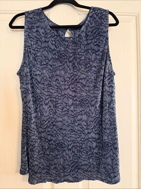 Banana Republic Navy Blue Patterned Sleeveless Tank